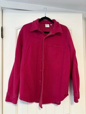 Women’s Button-Front Fleece Shirt Jacket - Pink